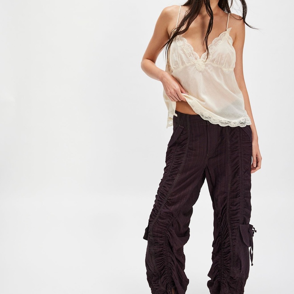 Free People Black Ruched Wide Leg Pants *NEW*